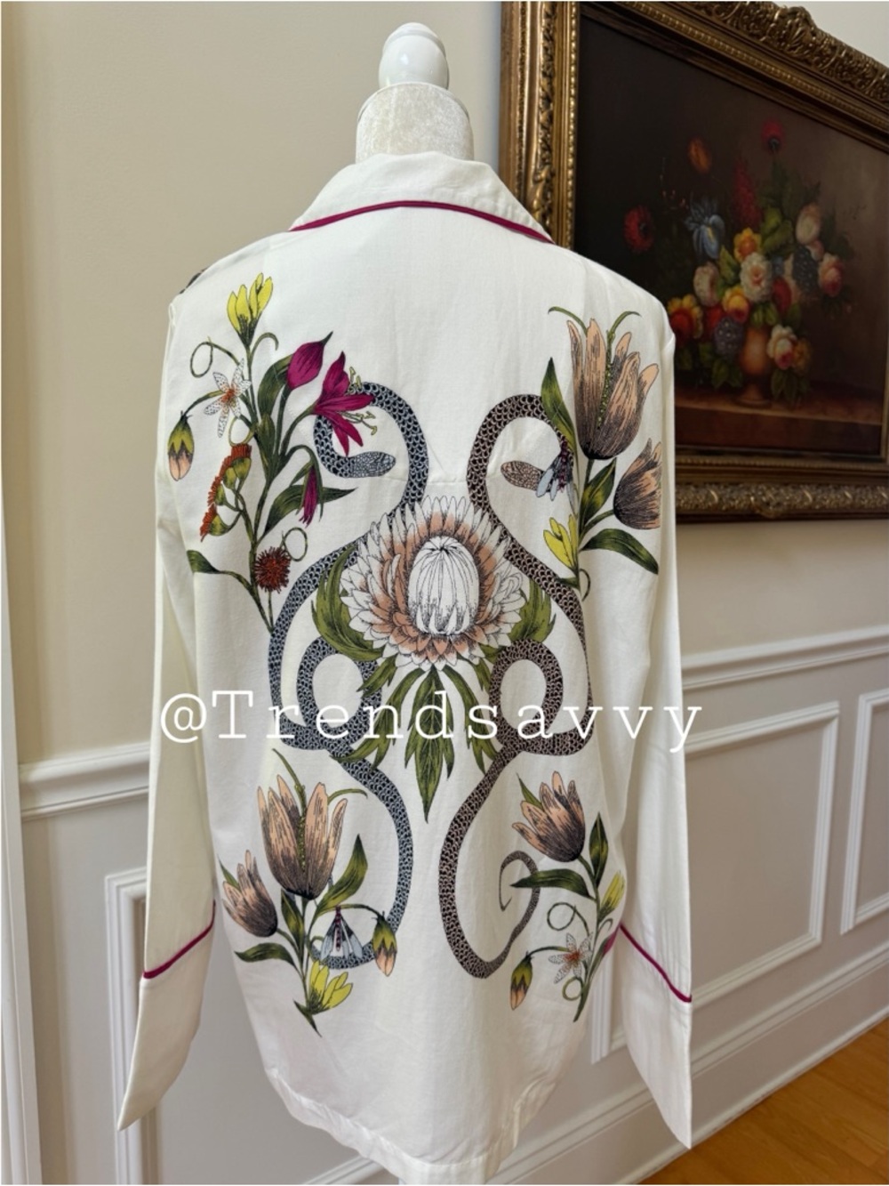 Anthropologie Victoria Garcia Floral Pajama Top Buttondown Size Medium NWT - Picture 5 of 13